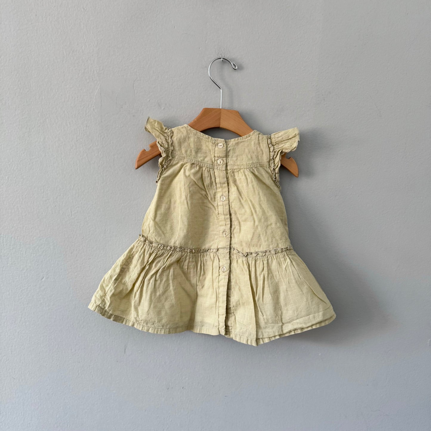 Zara / Mustard gingham check dress / 9-12M