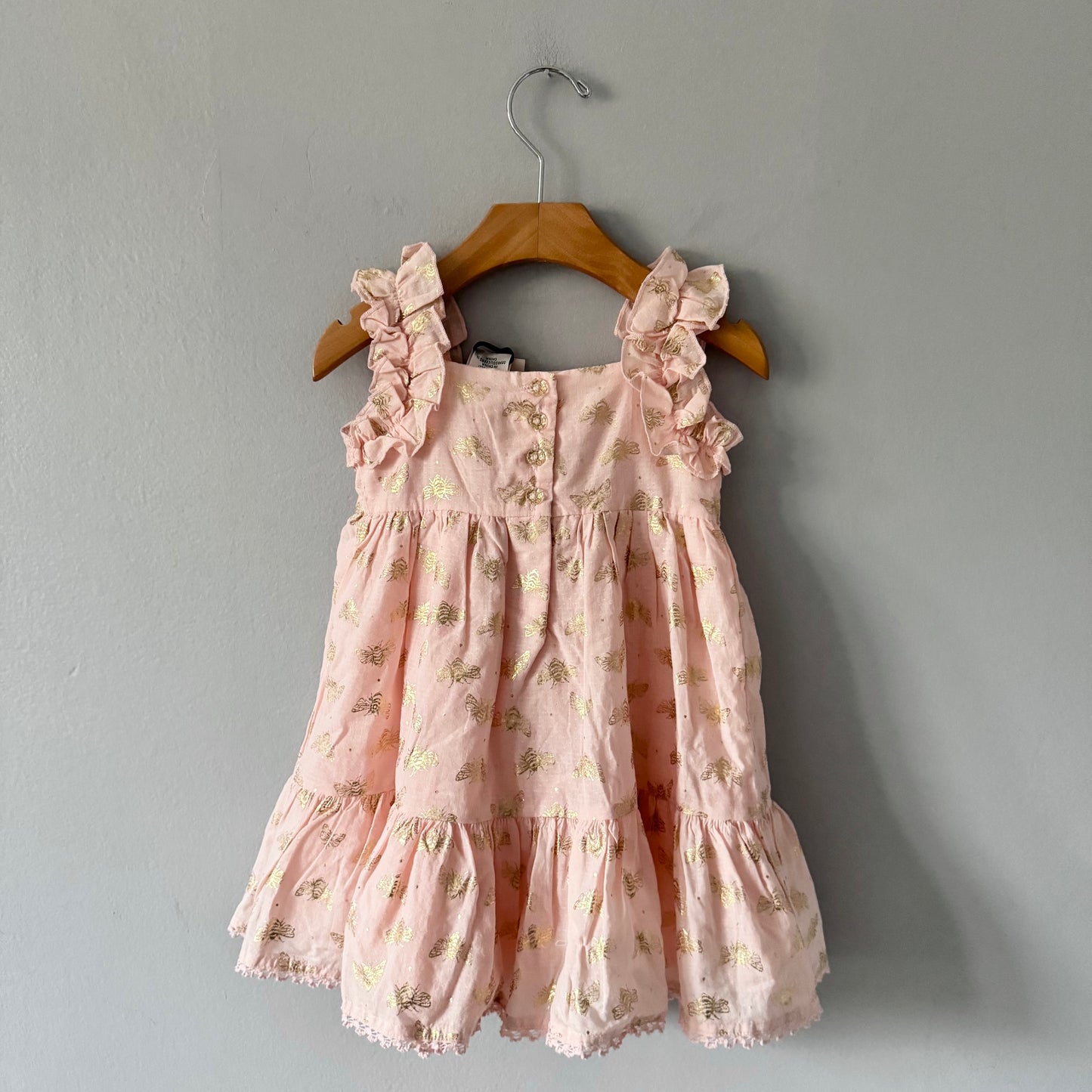 Max Studio / Robe à volants orange clair x abeille / 24 mois - Neuve avec étiquette