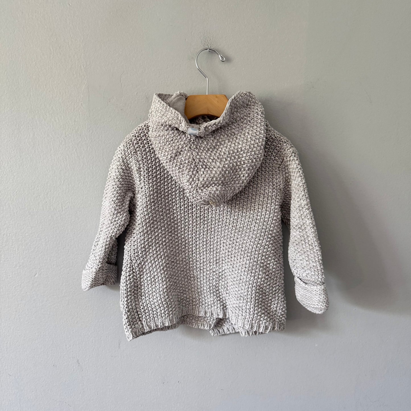 Beba Bean / Light grey cotton knit jacket / 12-18M