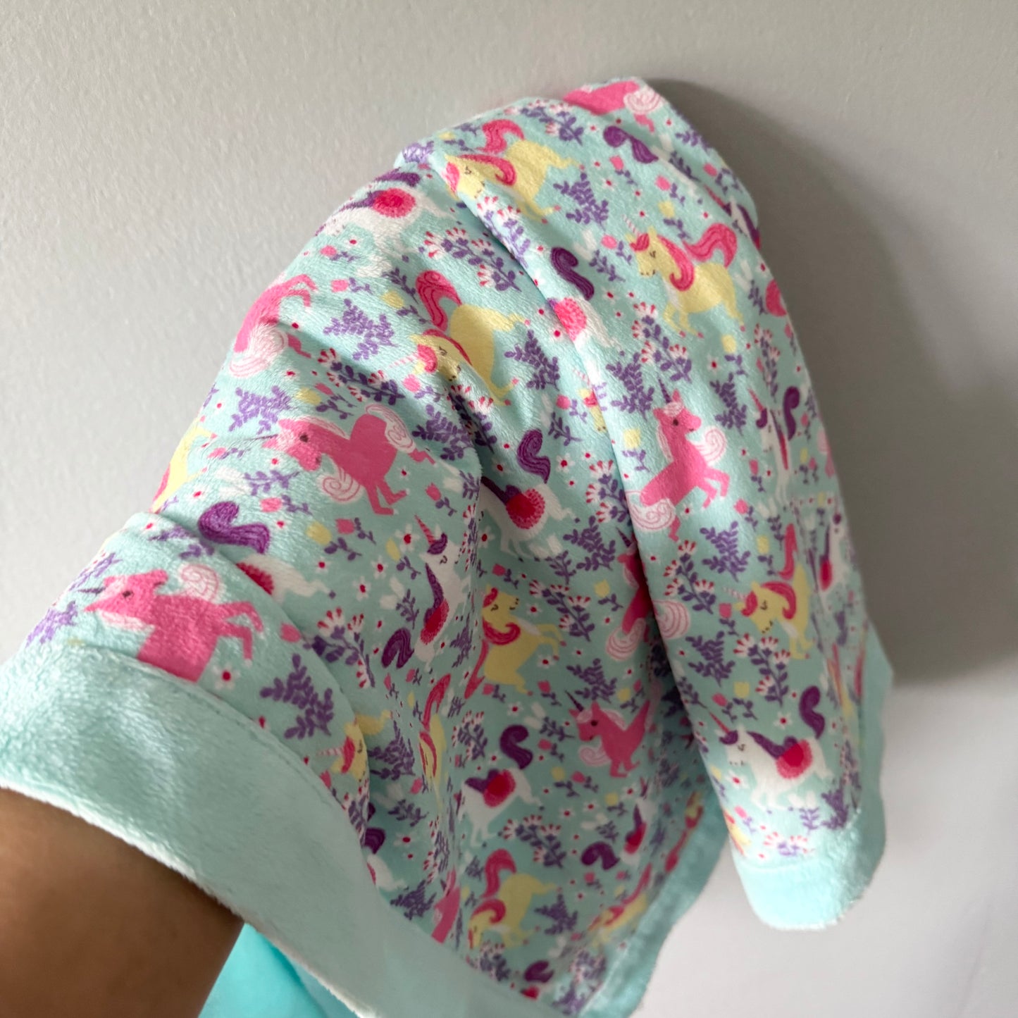 Handmade / Blue x unicorn baby blanket - New with tag