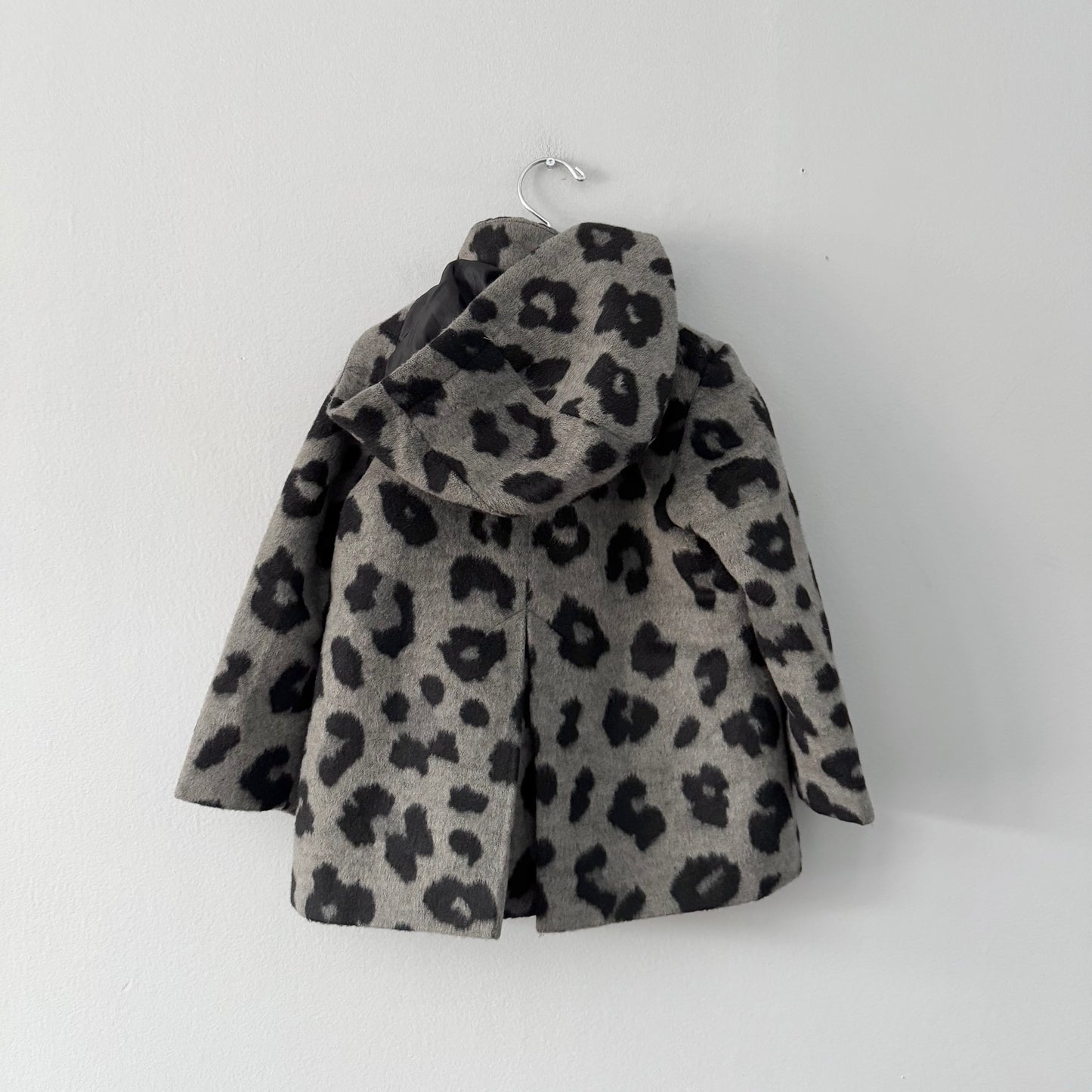 Next / Grey leopard wool mix coat / 2-3Y - New with tag