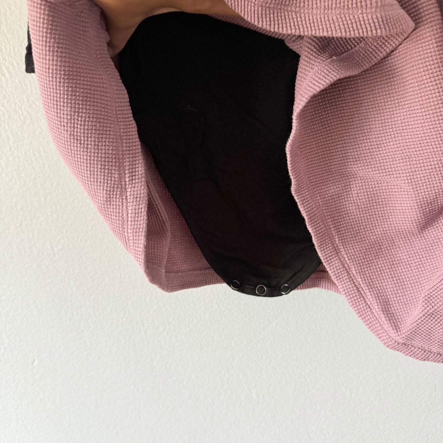 Greige. / Black x purple waffle dress / 18-24M