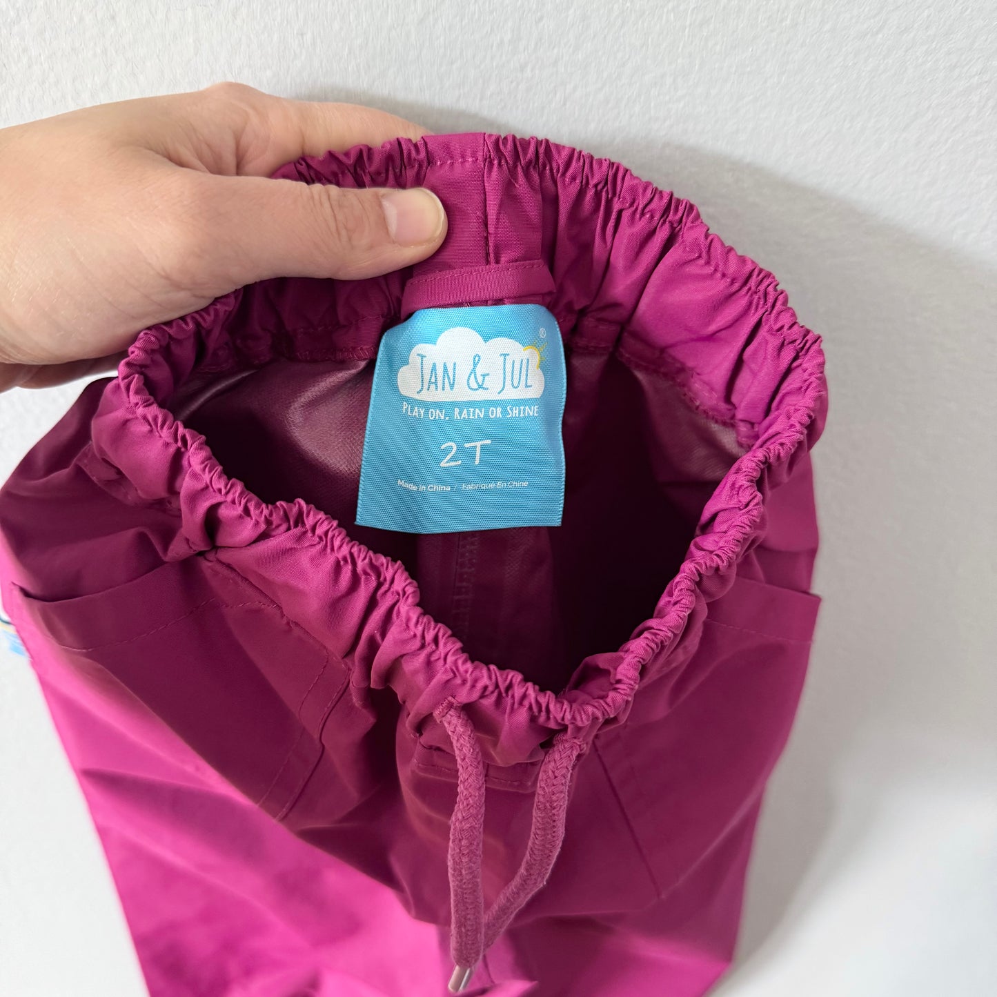 Jan & Jul / Plum rain pants / 2T