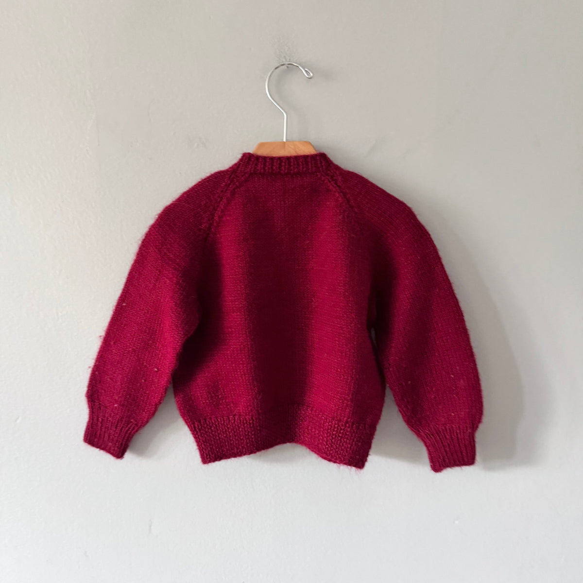 Handmade / Burgundy knit cardigan / 18-24M