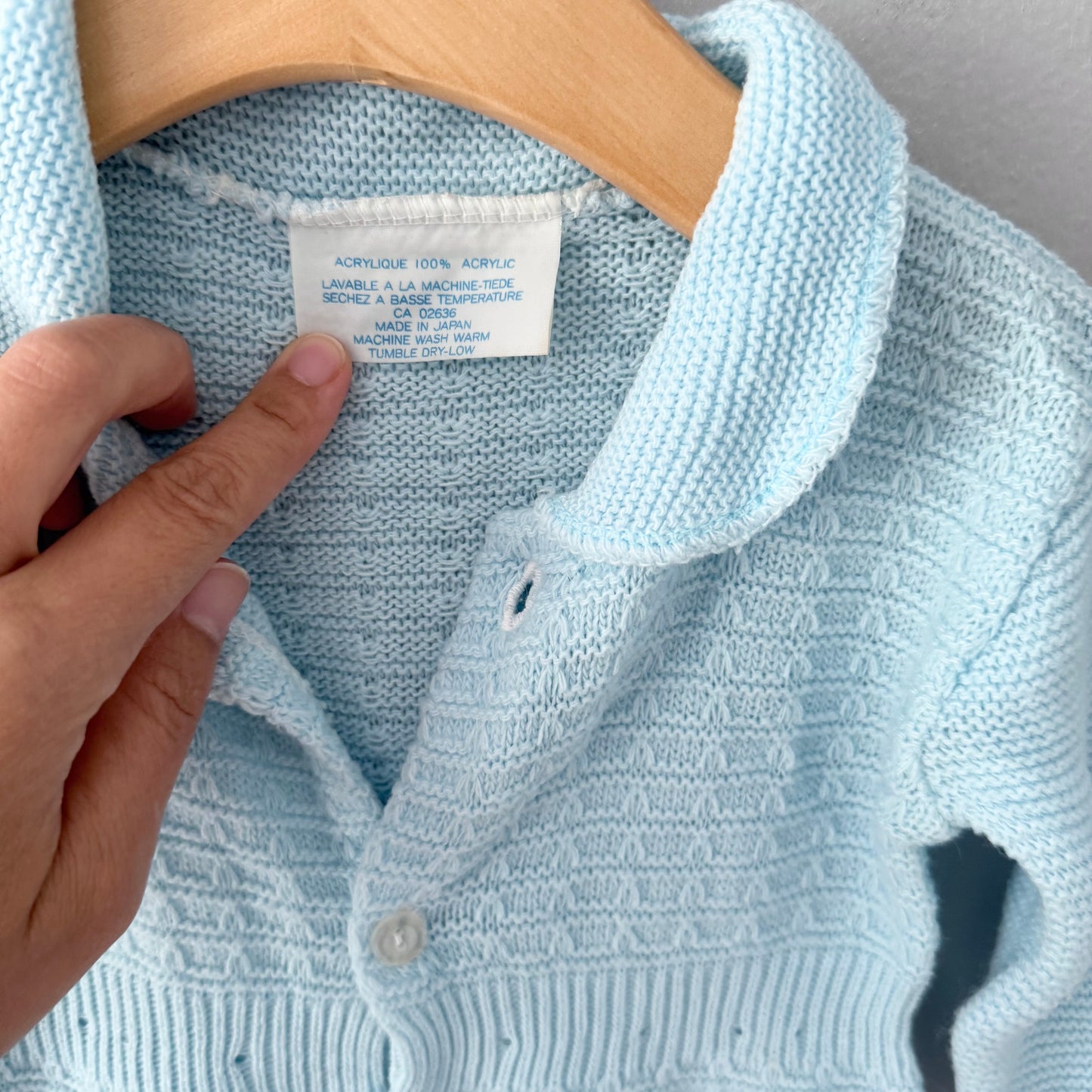 Vintage / Blue knit romper / 3-6M