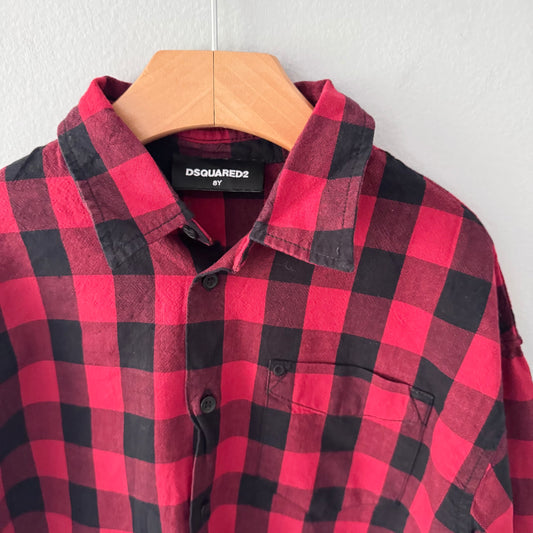Dsquared2 / Red black plaid shirt / 8Y