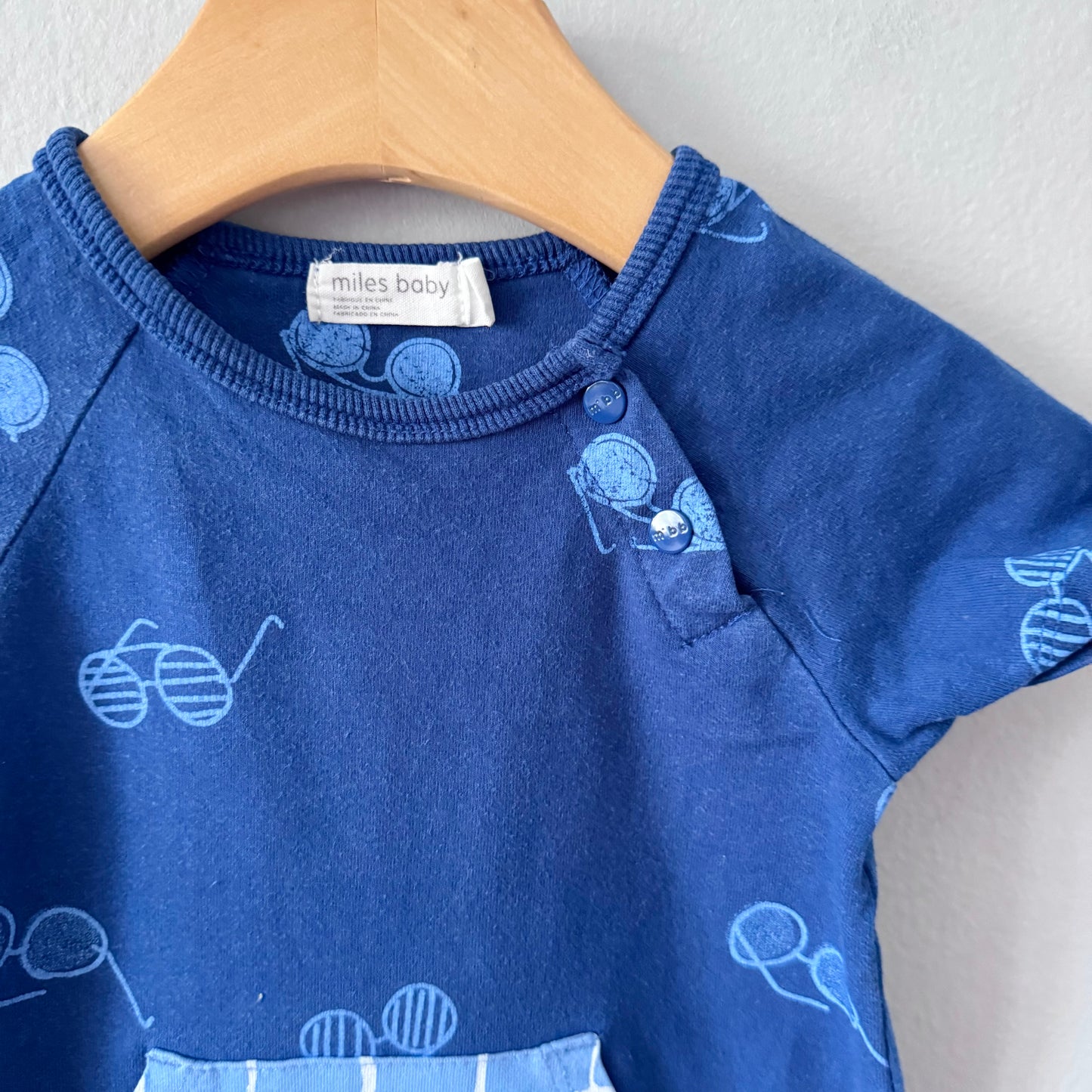 Miles Baby / Blue sunglasses romper / 6M