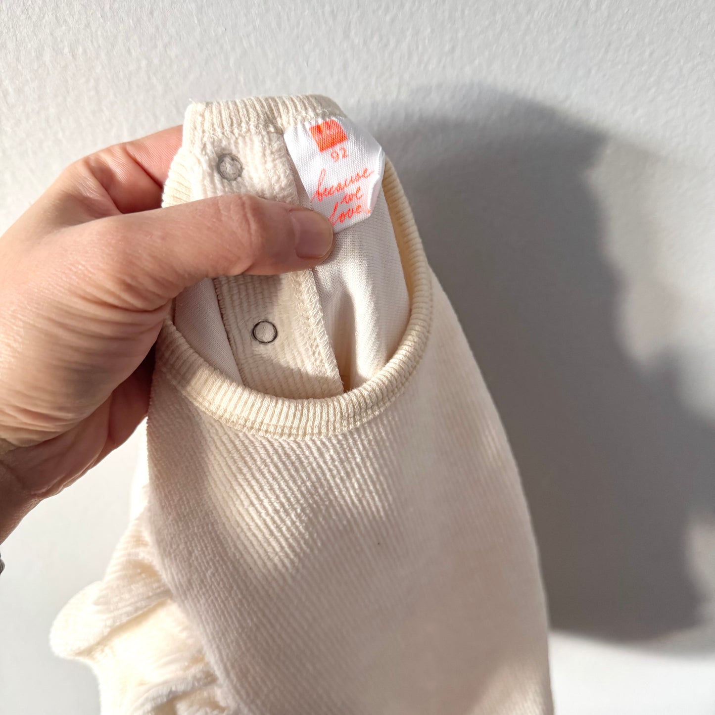 Hema / White soft corduroy crew top / 92(2Y)