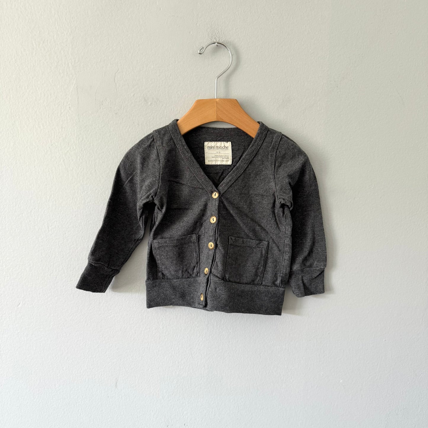 Mini Mioche / Dark grey cardi / 12-18M