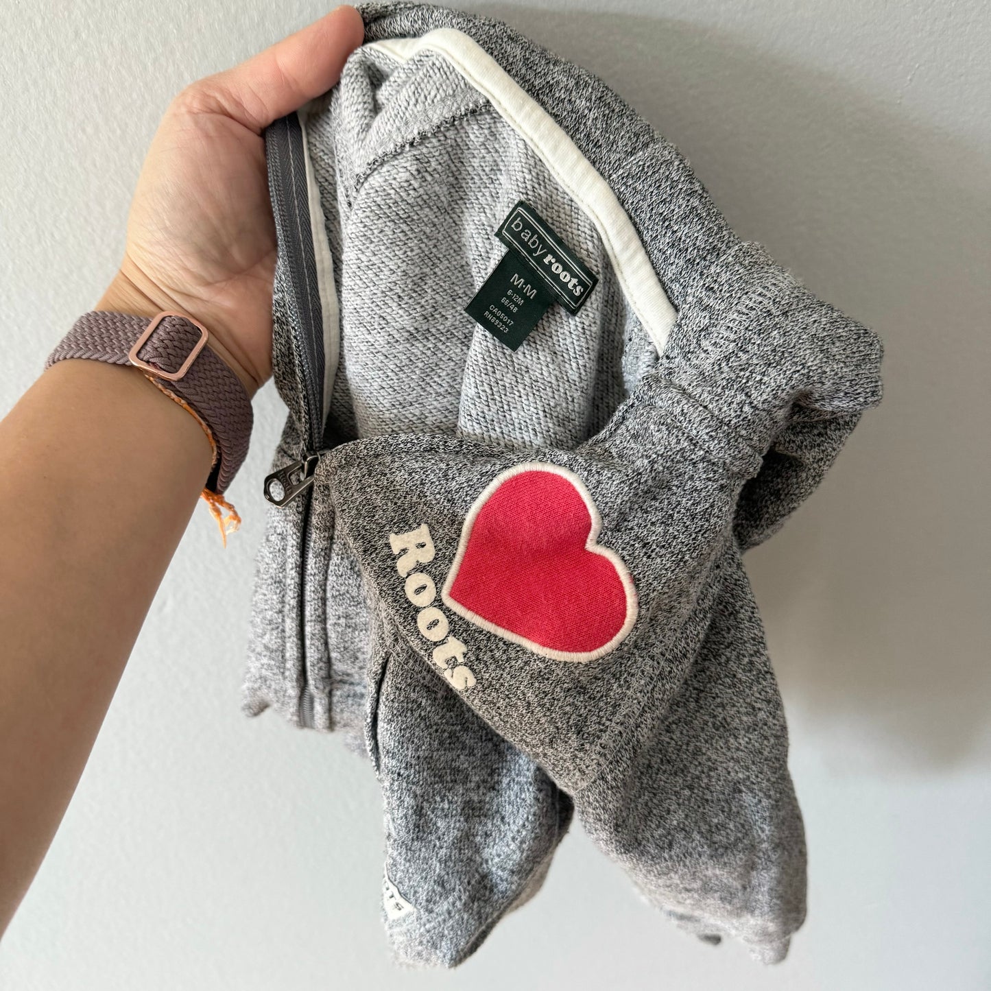 Roots / Salt & pepper x heart hoodie / 6-12M