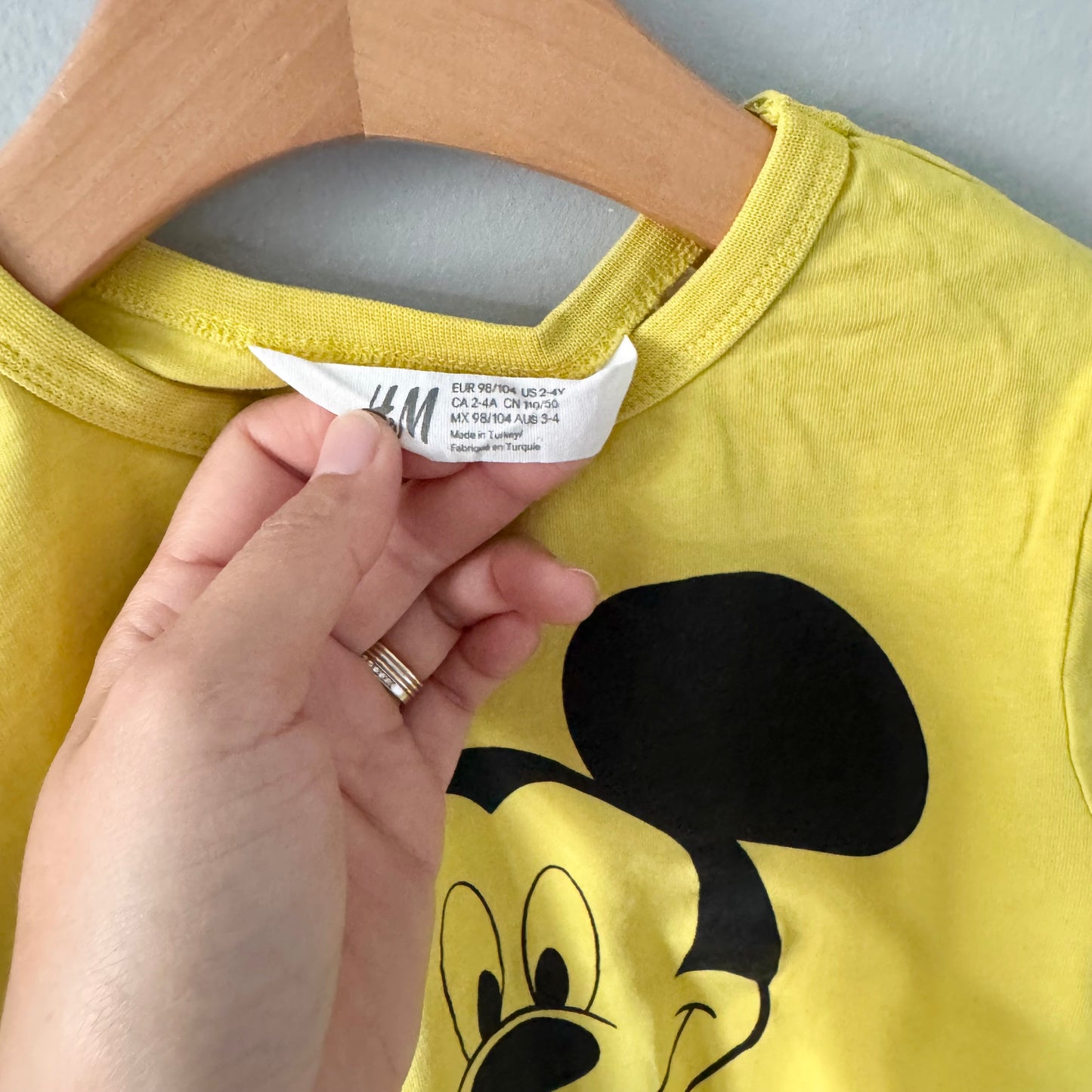 H&M / Yellow Mickey long sleeve T-shirt / 2-4Y