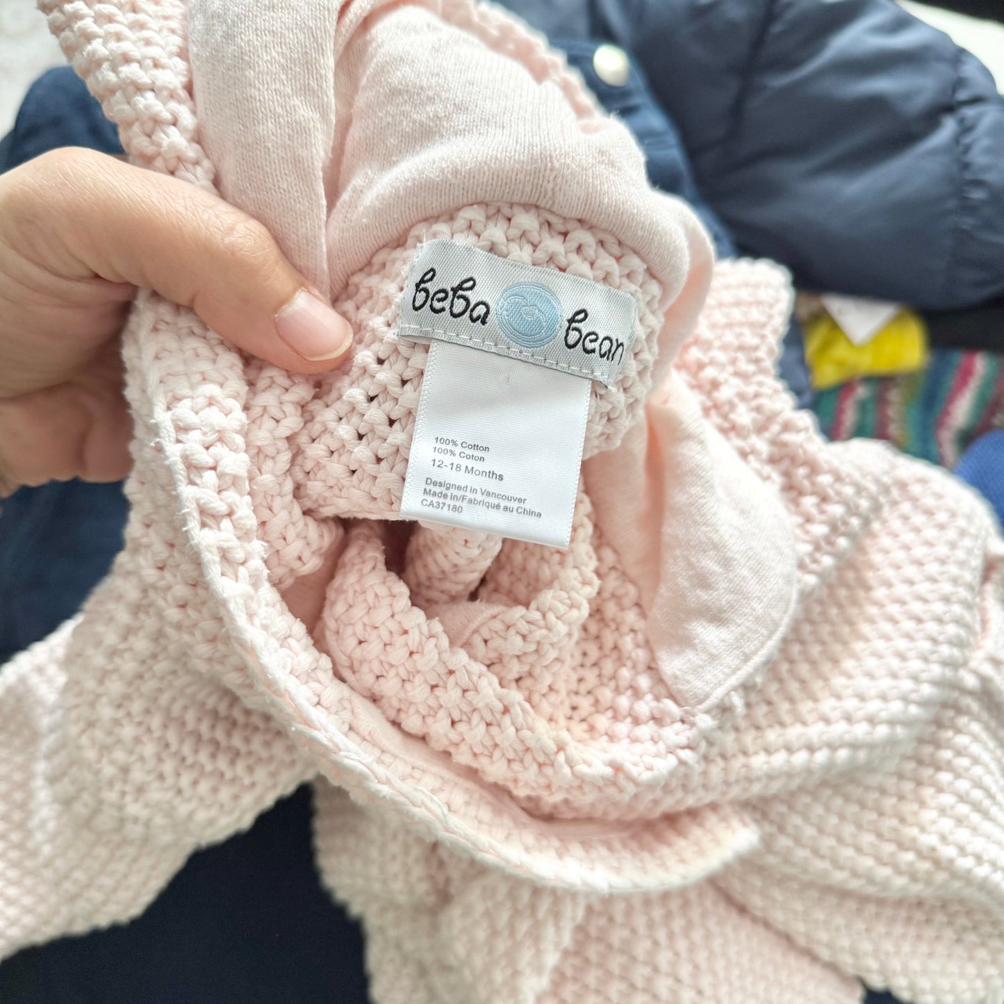 Beba bean / Light pink cotton knit jacket / 12-18M