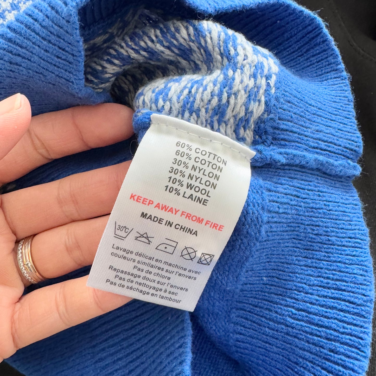 River Woods / Blue x light grey knit pullover / 4Y