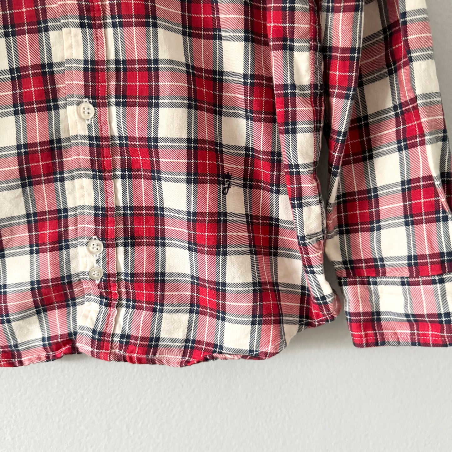 Jacadi / Red x white plaid shirt / 8Y