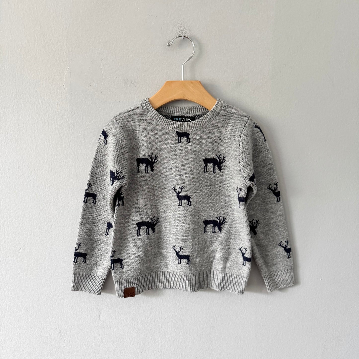 Preview / Light grey x moose knit pullover / 3Y