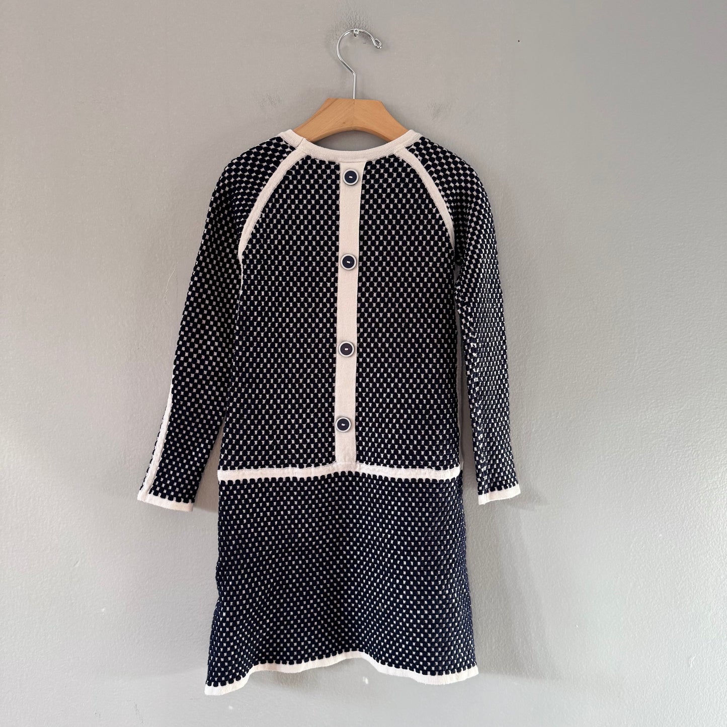 Deux par Deux / Navy white knit dress / 5Y