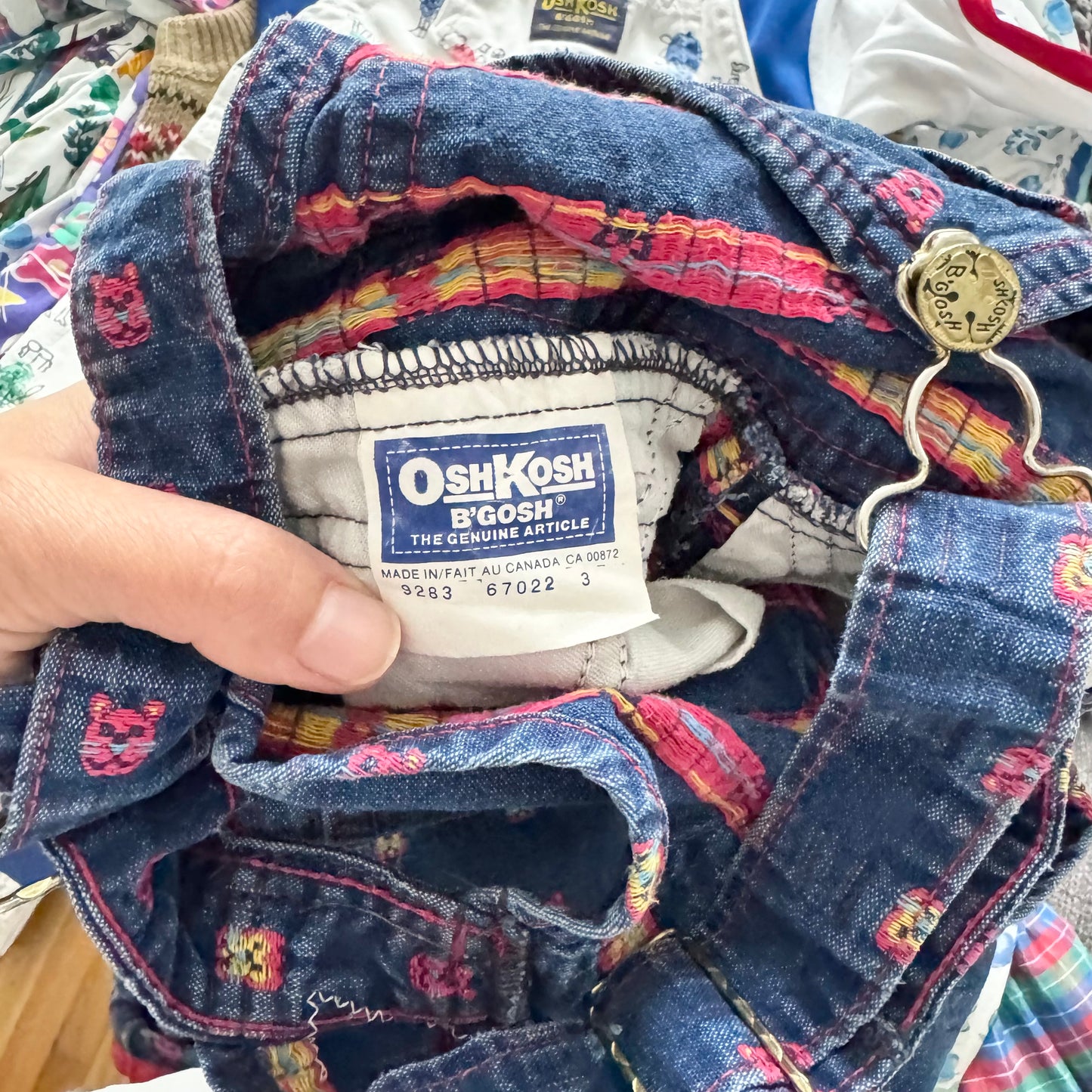 Oshkosh Vintage / Denim overalls - woven animal pattern / 3Y