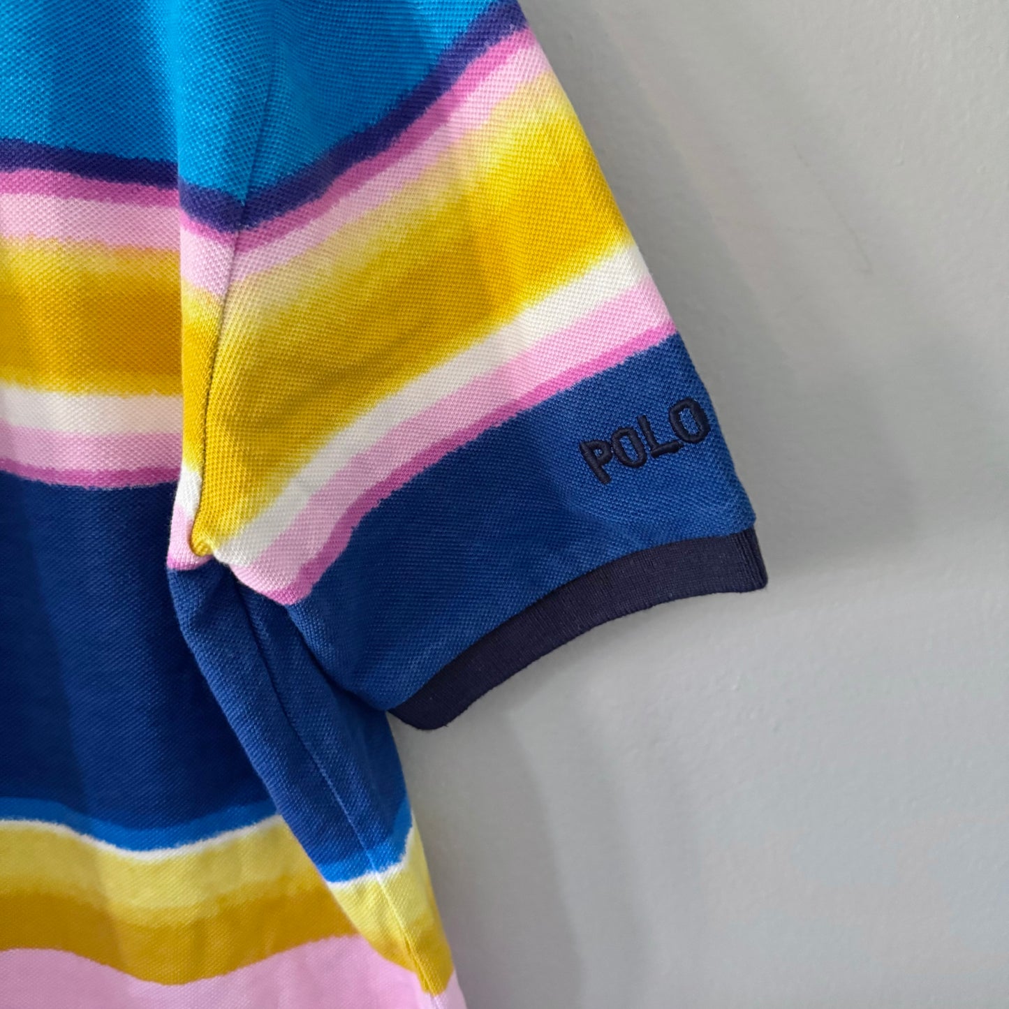 Polo Ralph Lauren Pink blue stripe polo shirt / 14-16Y - New with tag