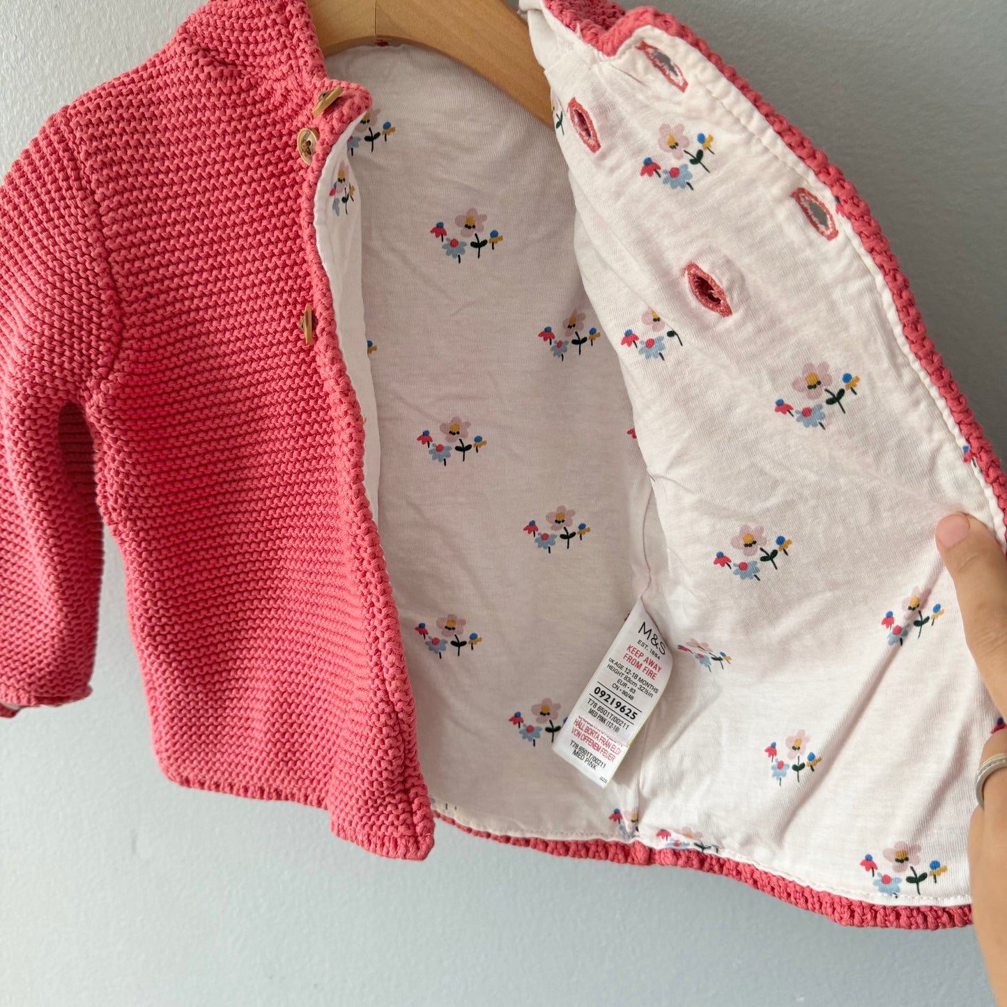 M&S / Orange lined cotton knit jacket / 12-18M