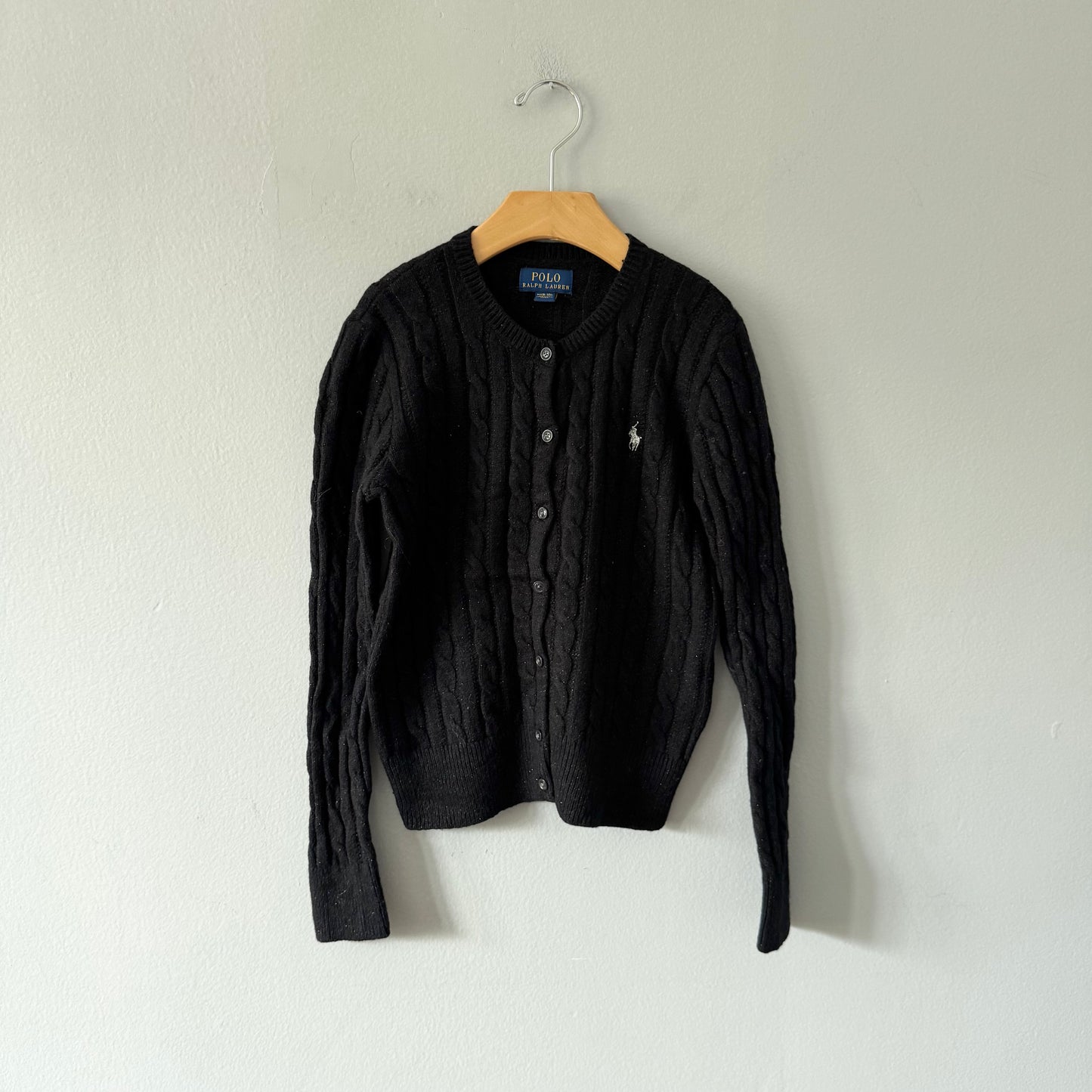 Polo Ralph Lauren / Black cable knit cardigan / 8-10Y