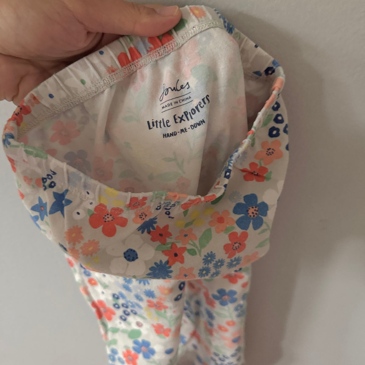 Joules / Light grey x orange flower leggings / 2-3Y