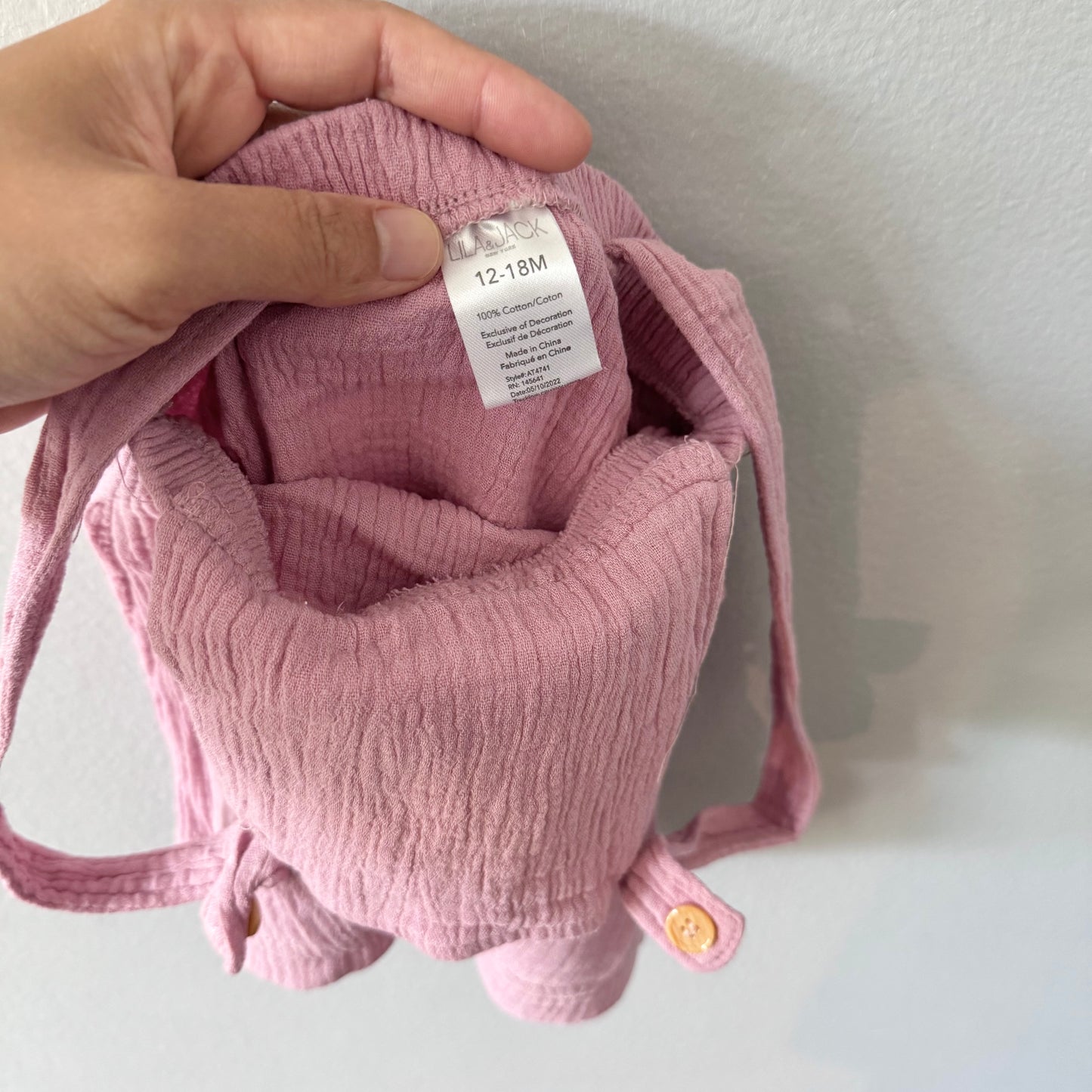 Lila & Jack / Pink muslin overall skirt / 12-18M