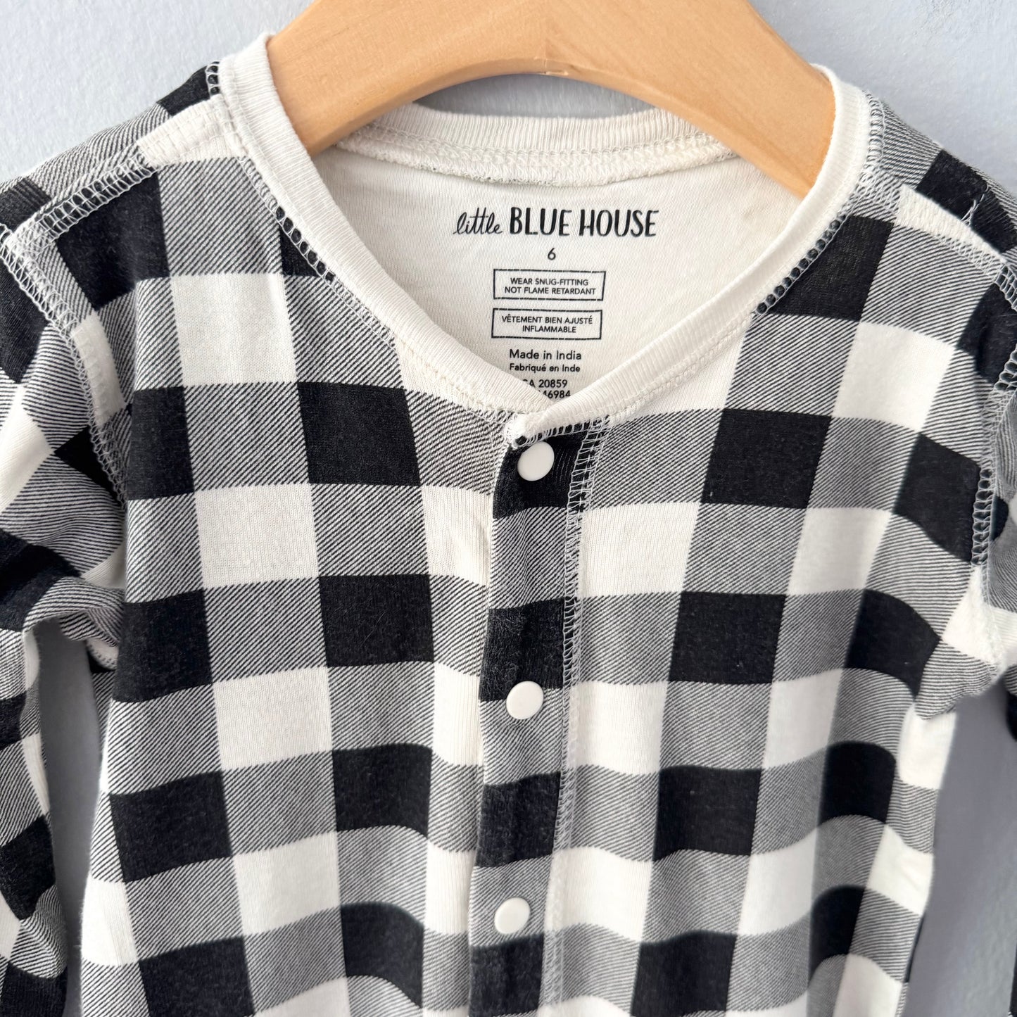 The Little Blue House / Plaid romper / 6Y