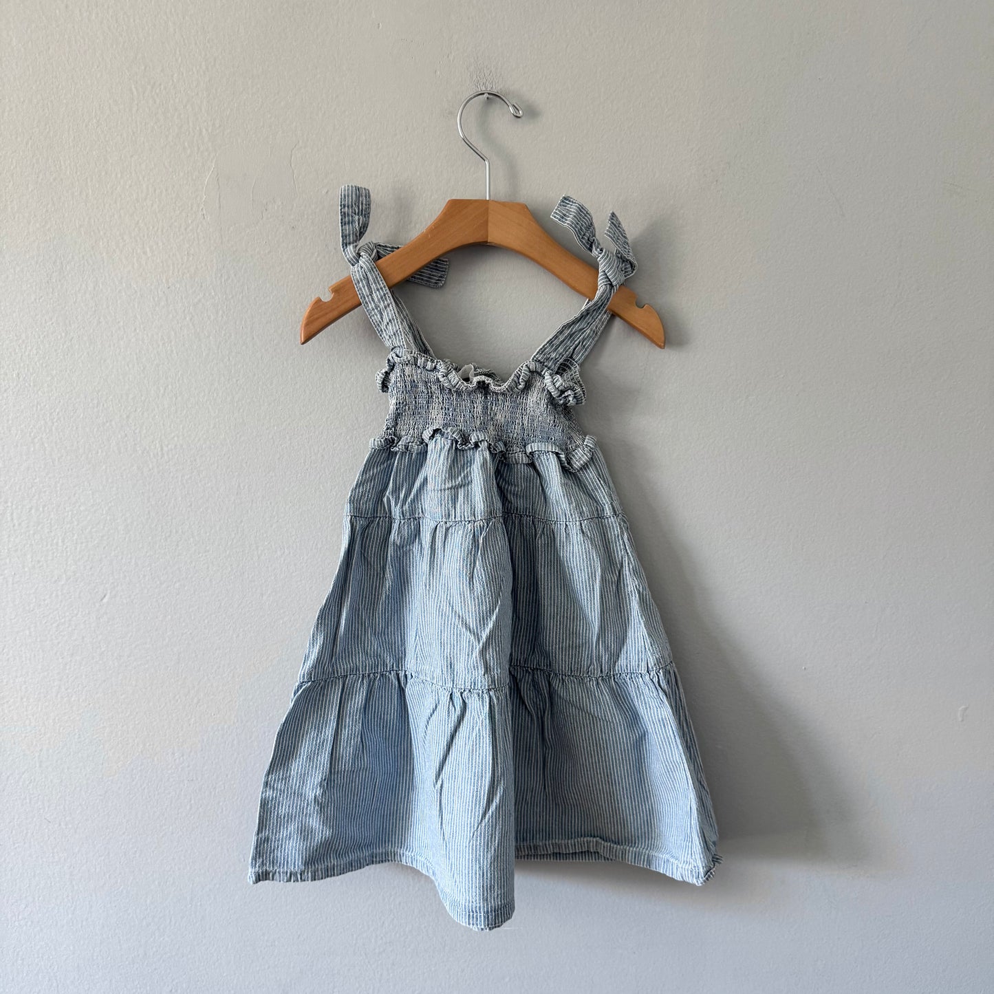 Zara / Chambray x stripe cami dress / 4-5Y