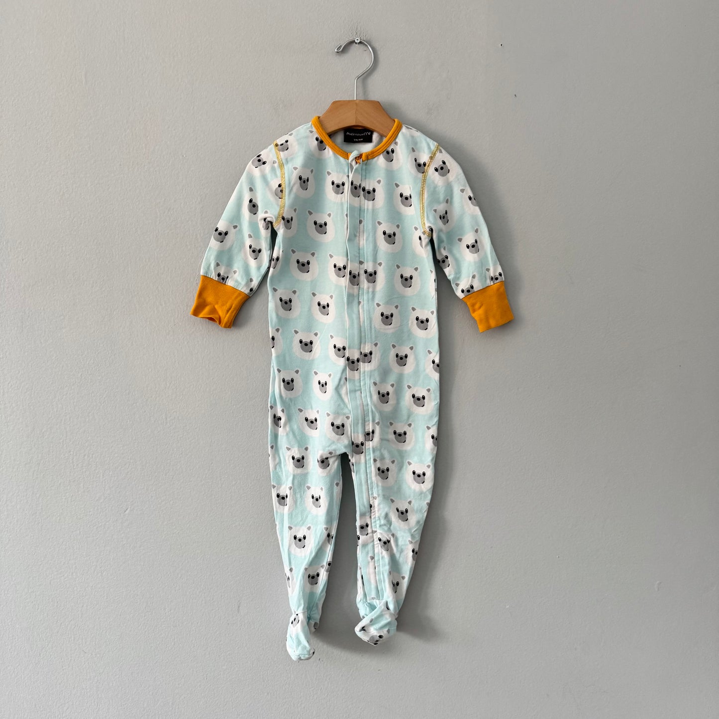Maxomorra / Light blue x polar bear romper / 6M