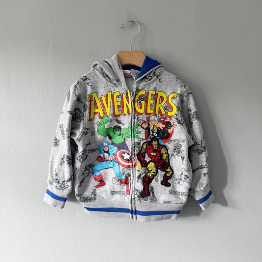 Avengers / Light grey zip up hoodie / 4Y