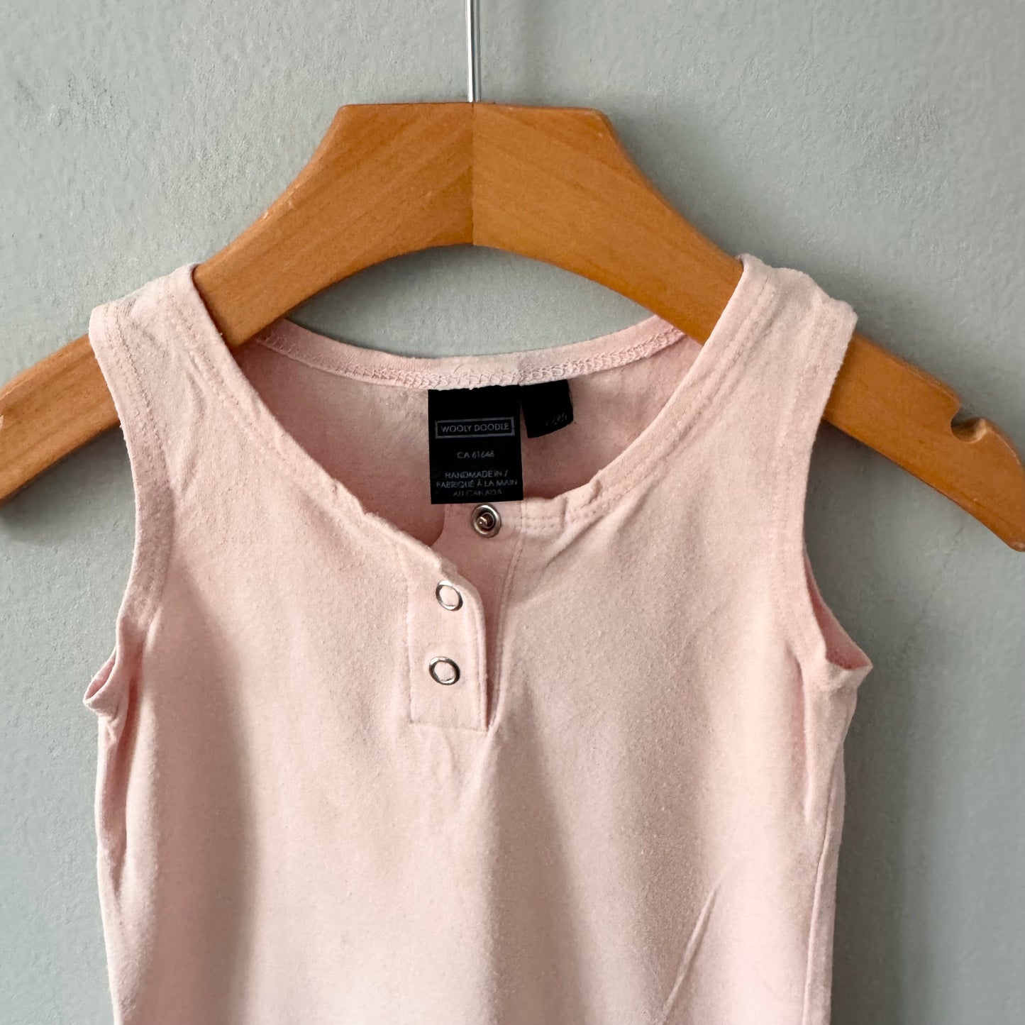 Wooly Doodle / Light pink tank romper / 6-12M