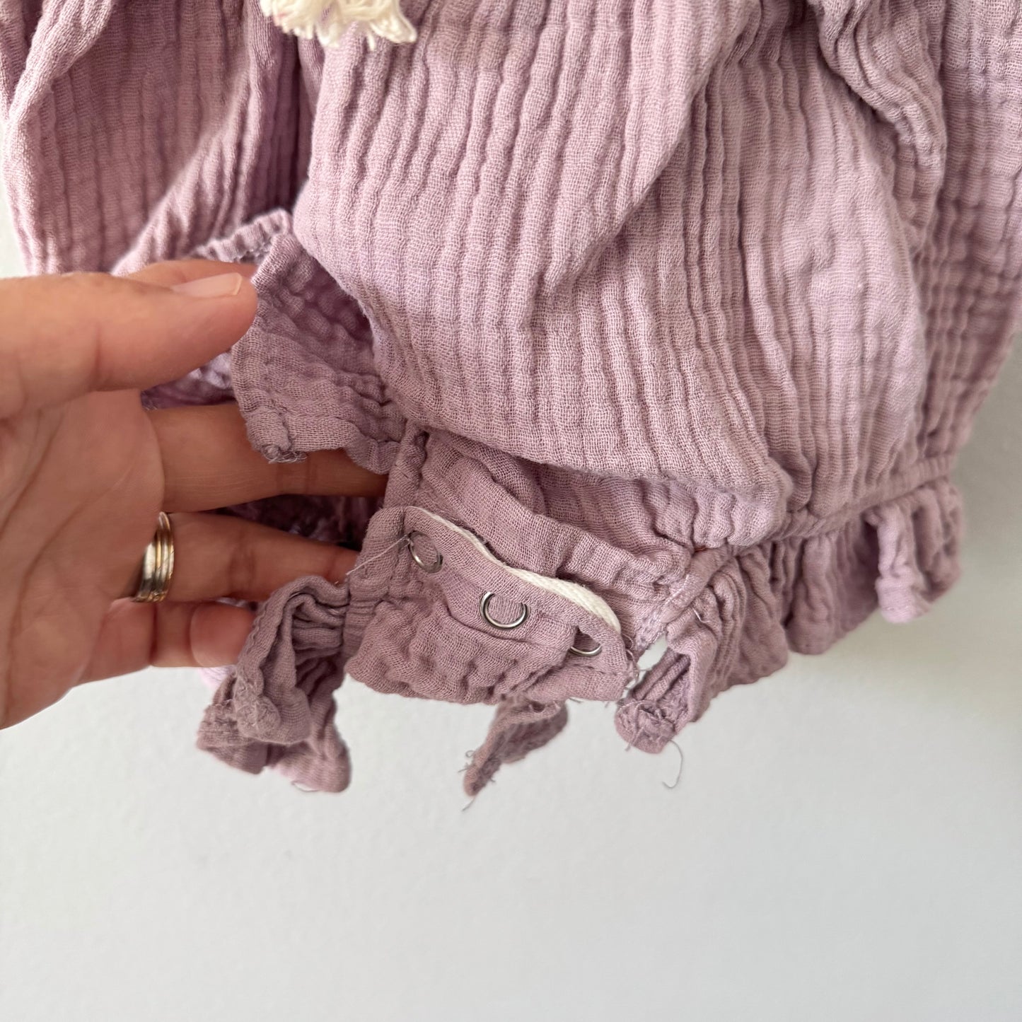 No brand / Purple muslin romper / 12M