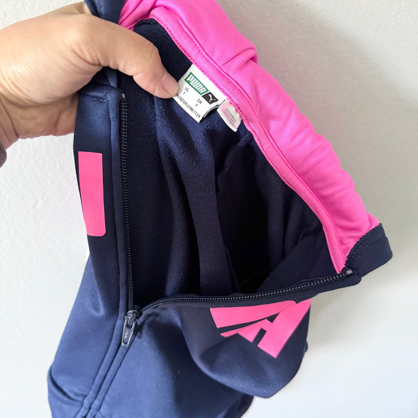 Puma / Navy x neon pink active zip up hoodie/ 3T