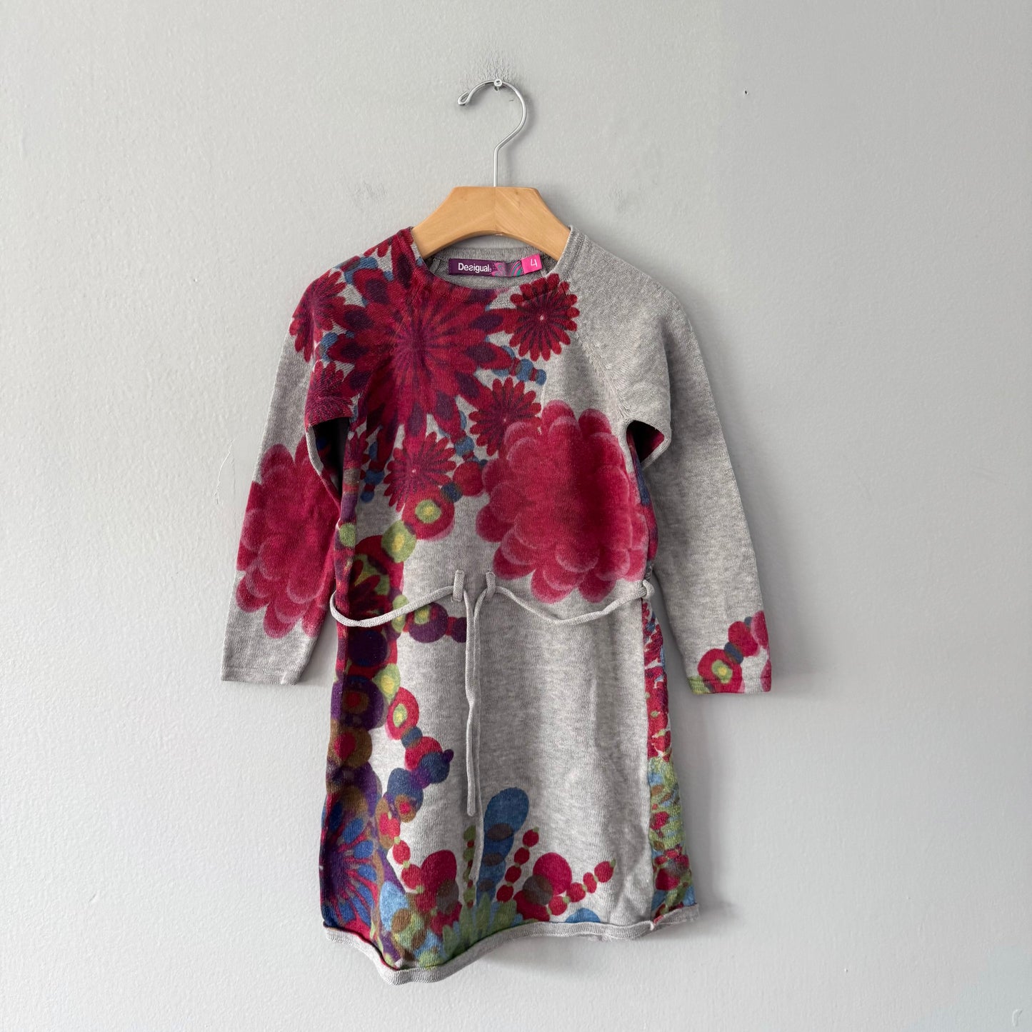 Desigual / Grey x floral knit dress / 4Y