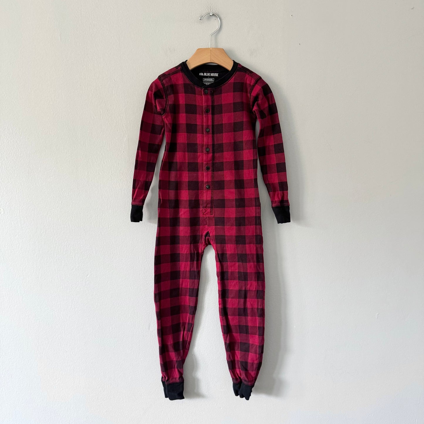 Little Blue House / Red x black plaid sleeper / 4Y