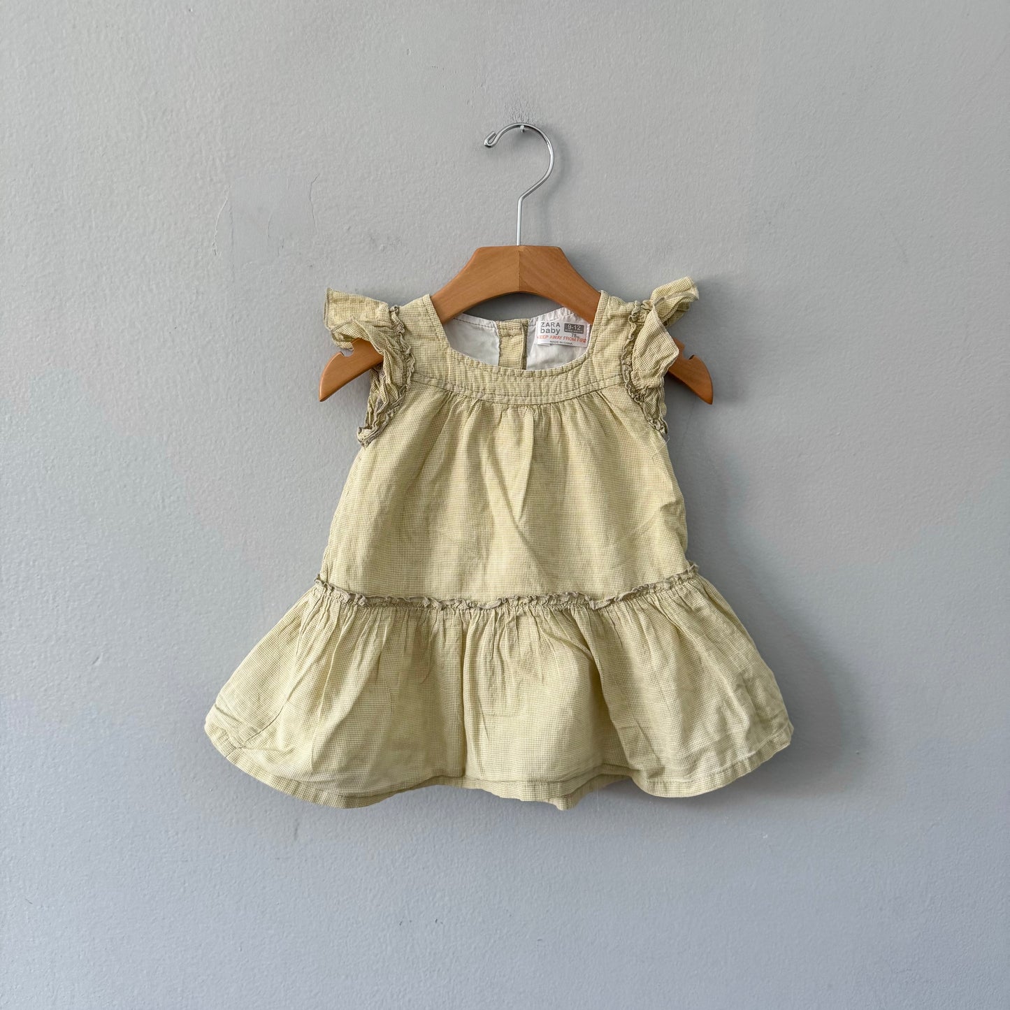 Zara / Mustard gingham check dress / 9-12M
