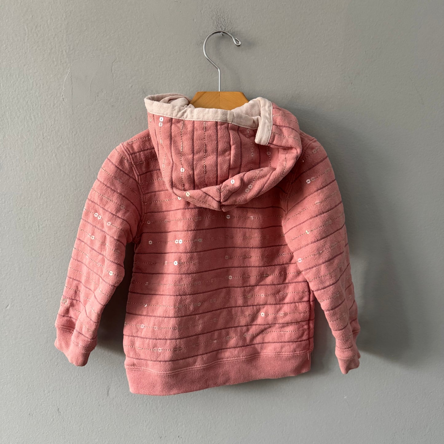 Roots / Light pink x sequin zip up hoodie / 3T