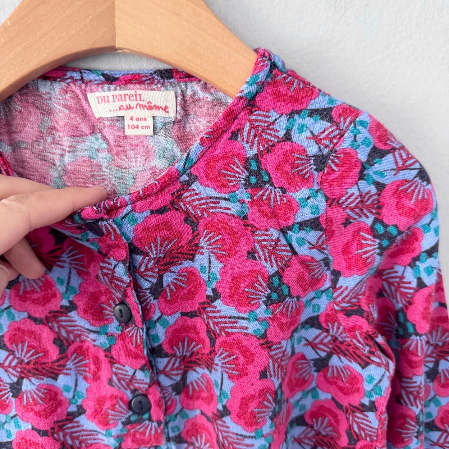 Du Pareil Au Meme / Pink floral viscose dress / 4Y