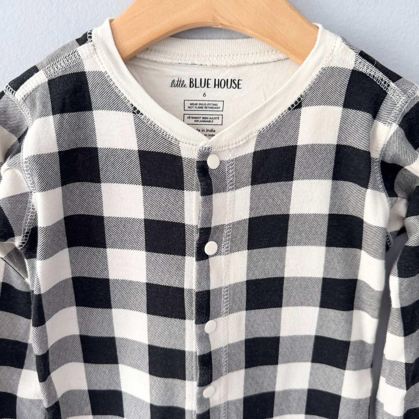 The Little Blue House / Plaid romper / 6Y