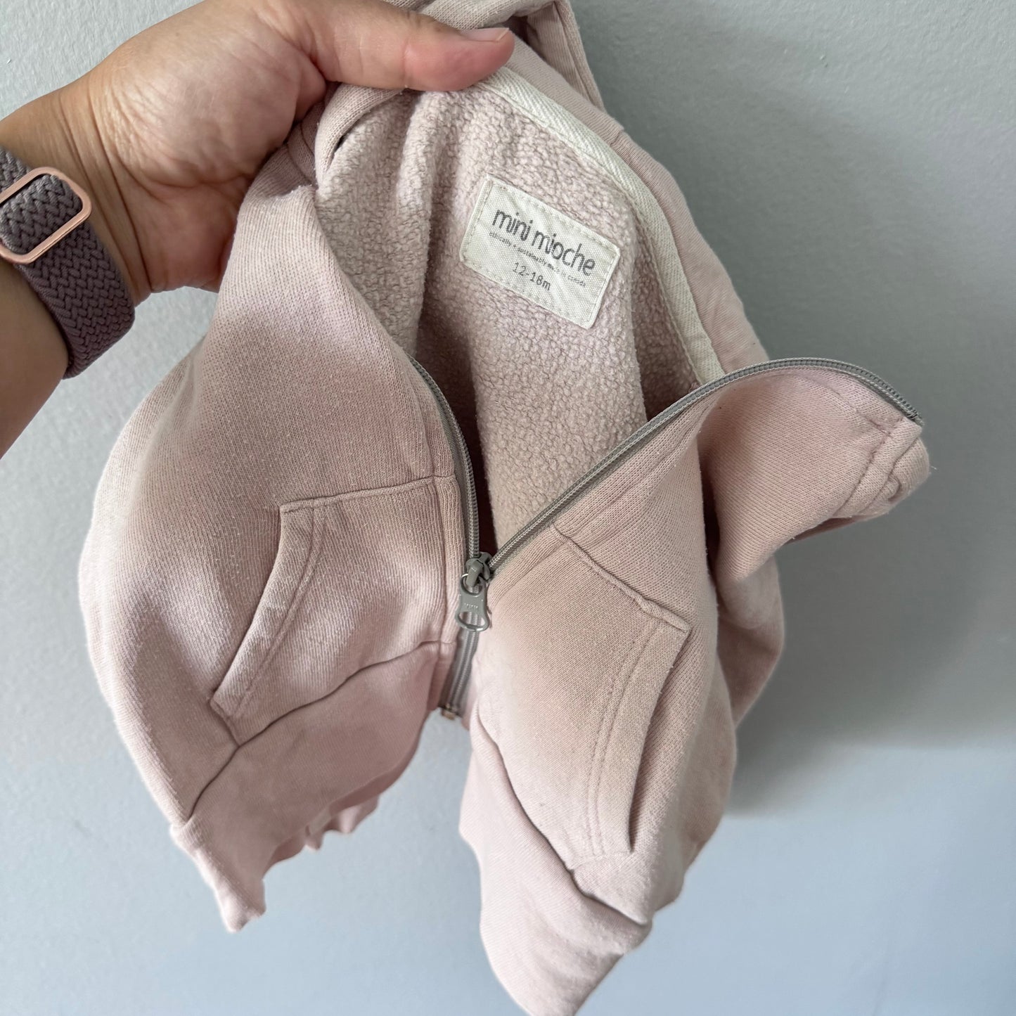 Mini Mioche / Light pink zip up hoodie / 12-18M