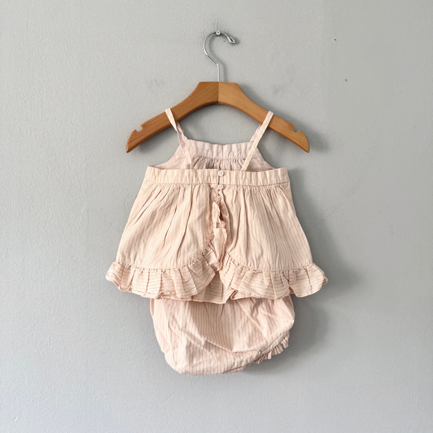 Gap / Light pink x gold glitter cami bloomer set / 12-18M