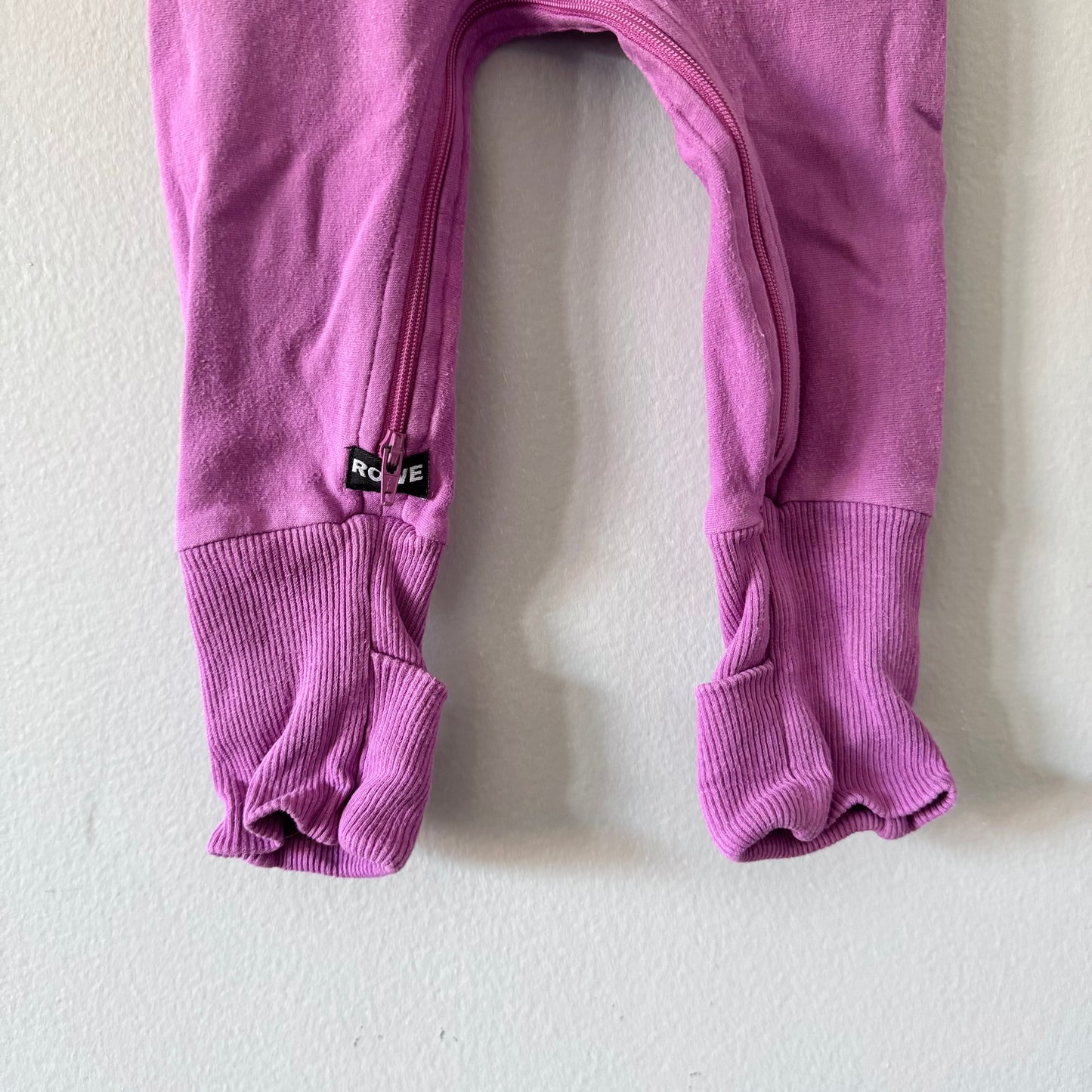 Rowe / Purple crew romper / 6-12M
