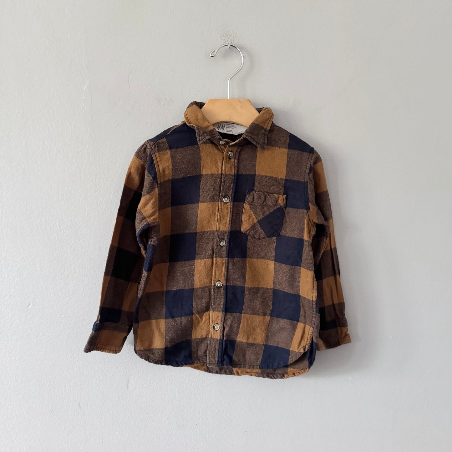 H&M / Brown navy flannel shirt / 3-4Y