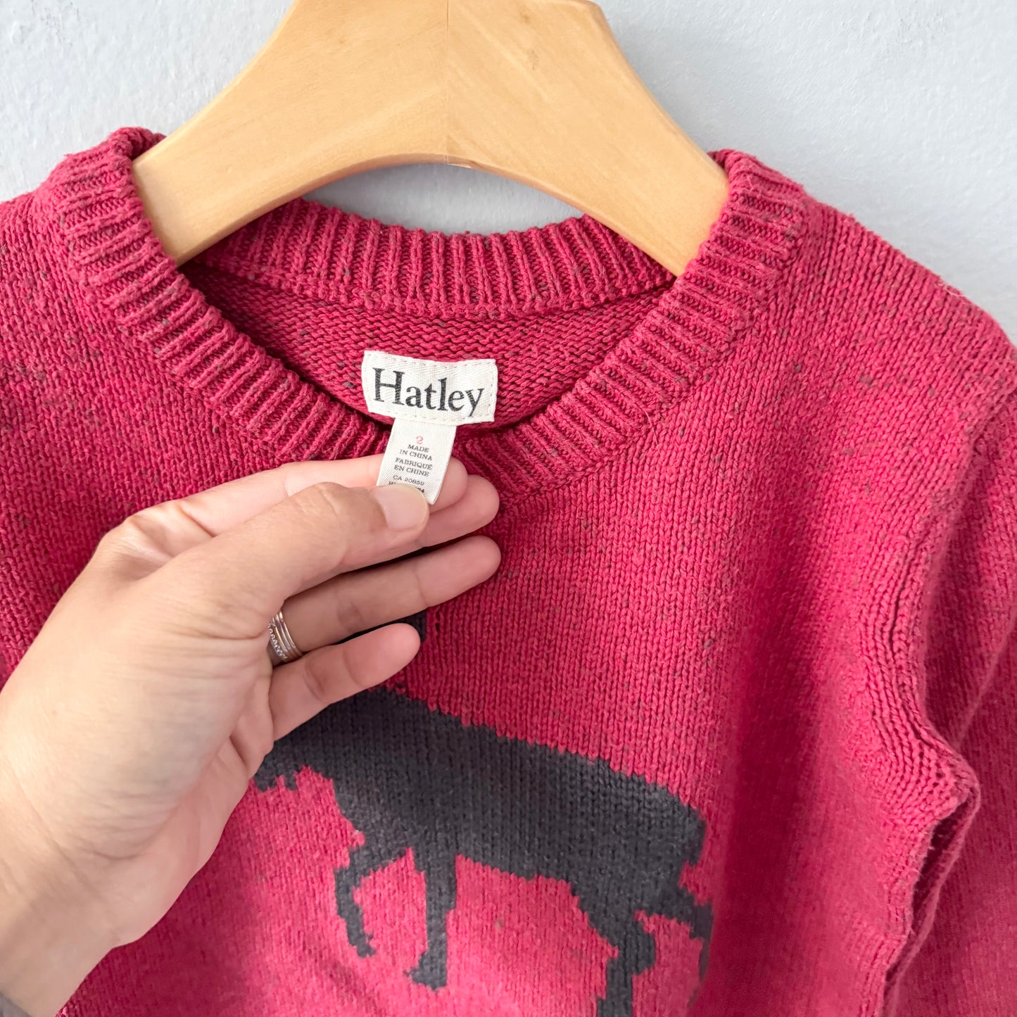 Hatley / Red x moose knit pullover / 2Y