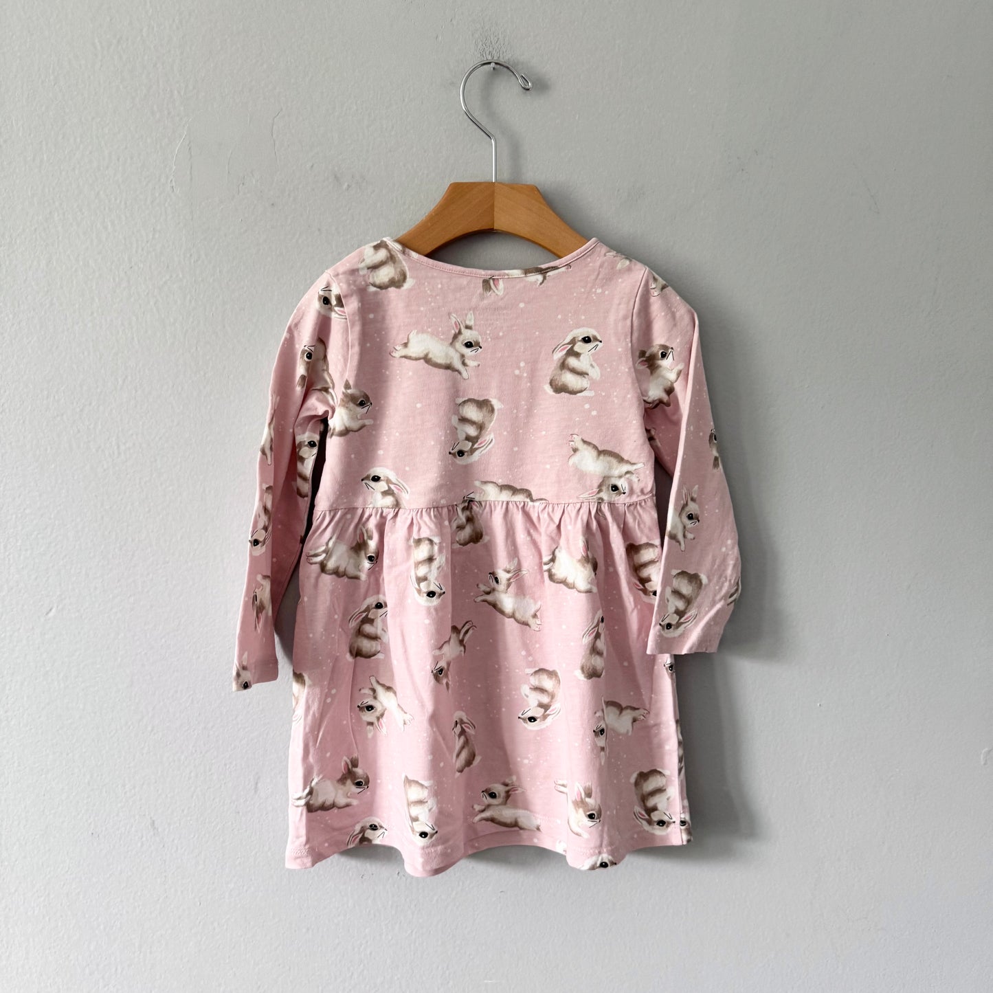 H&M / Light pink x rabbit long sleeve dress / 2-4Y