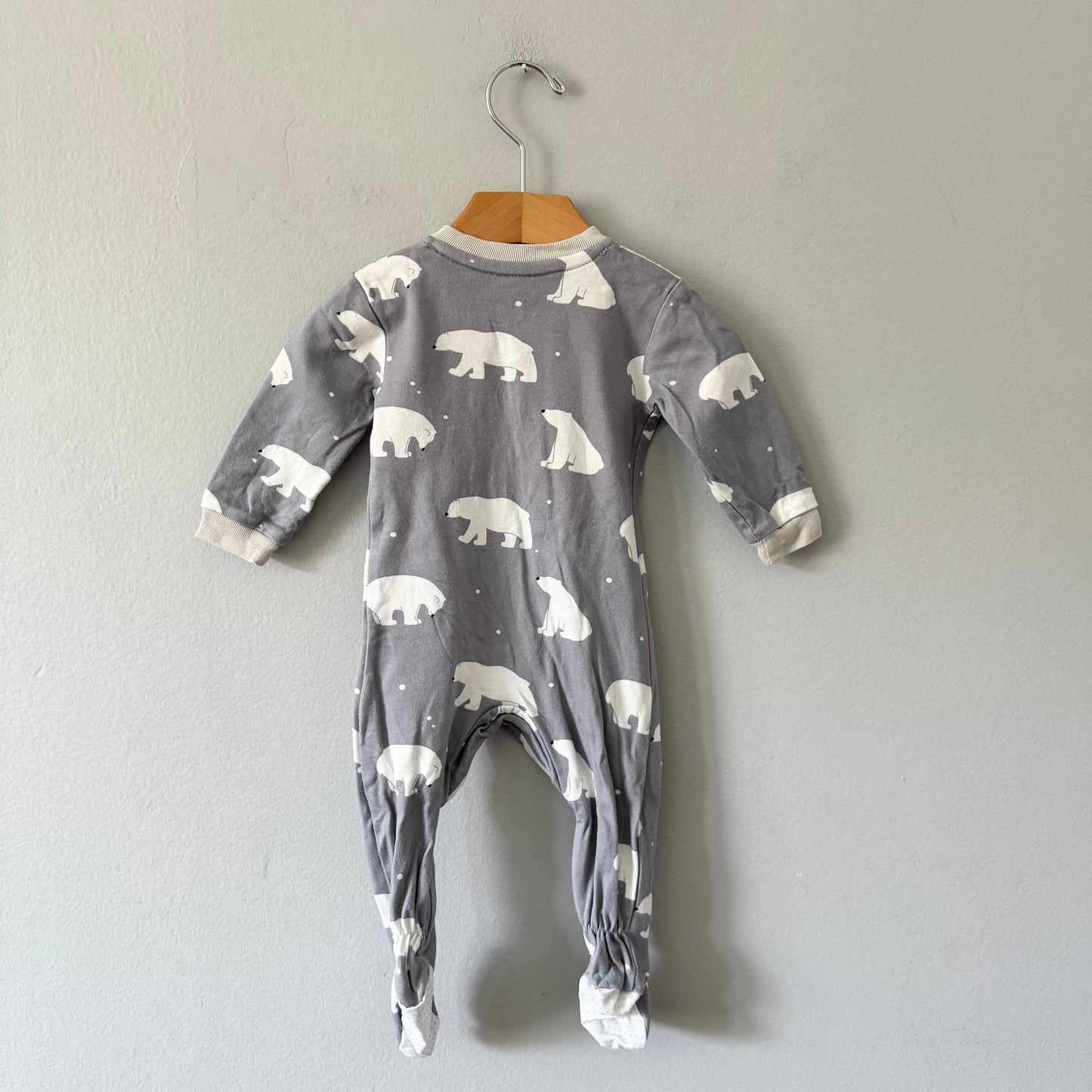 Zippyjamz / Grey x polar bear organic cotton sleeper / 3-6M