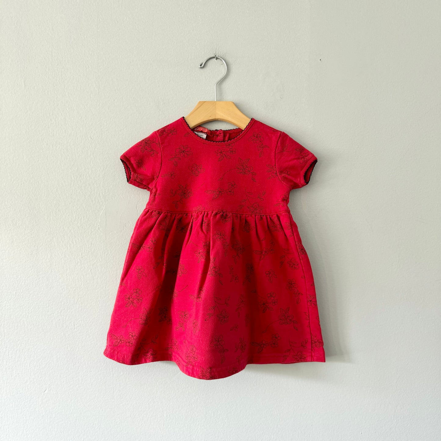 Vintage Esprit baby / Red x floral short sleeve dress / 18M