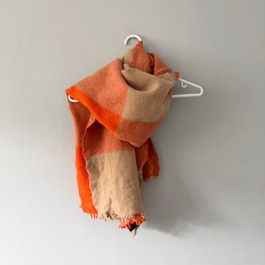 COS / Beige x orange wool scarf / One size