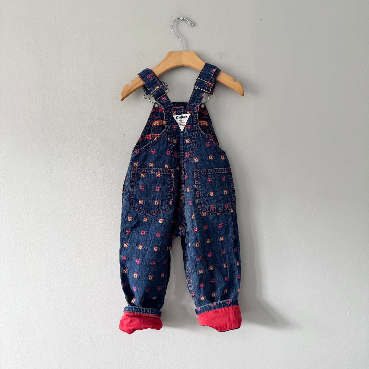 Oshkosh Vintage / Denim overalls - woven animal pattern / 3Y