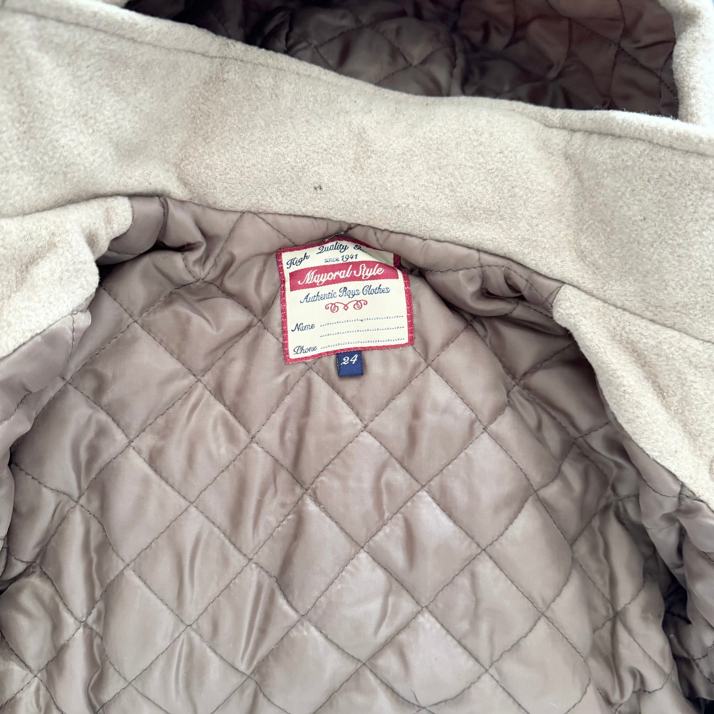 Mayoral / Camel brown wool coat / 24M